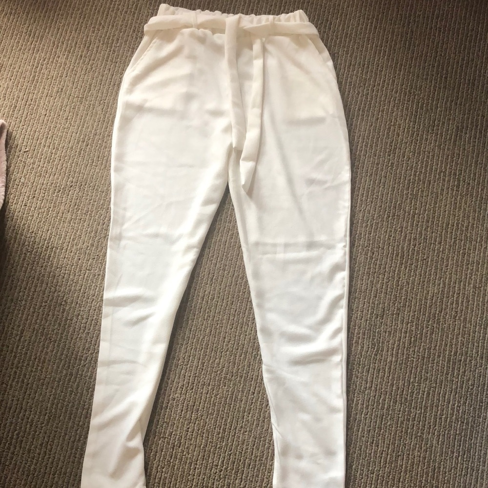 High waisted drawstring tapered pants